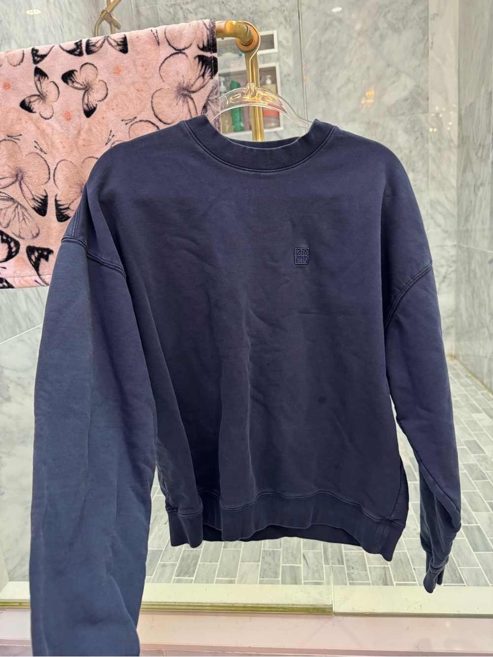 Anine Bing Navy Blue Crewneck Sweatshirt